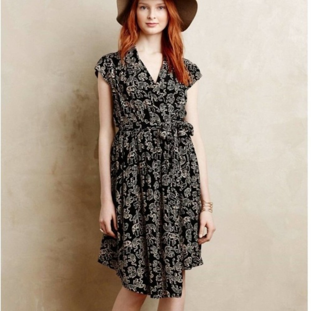 EUC Anthropologie‎ Maeve Noronha Elephant WrapDress